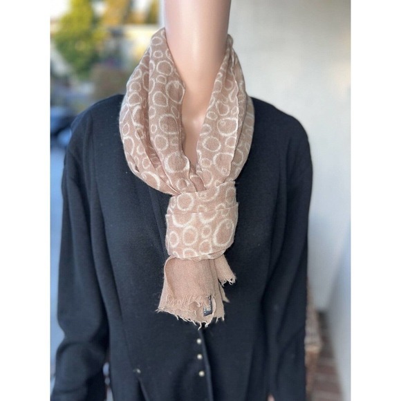 100% Pure Wool Scarf Tan And White - Picture 2 of 4